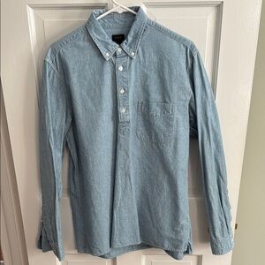 J. Crew Blue Casual Button Down Shirt Lightweight Chambray Pullover